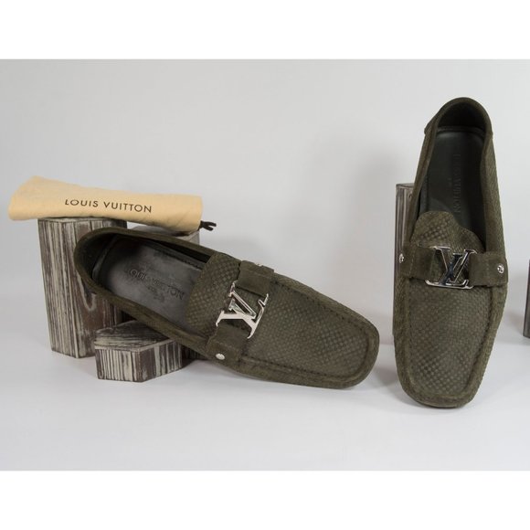 Louis Vuitton Monte Carlo Olive Suede Moccasins 12 - Picture 2 of 8